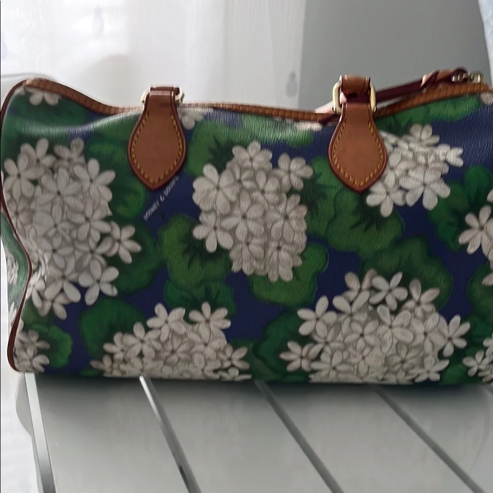 Dooney & Bourke Green and White Satchel with Leather Trim - Picture 7 of 10